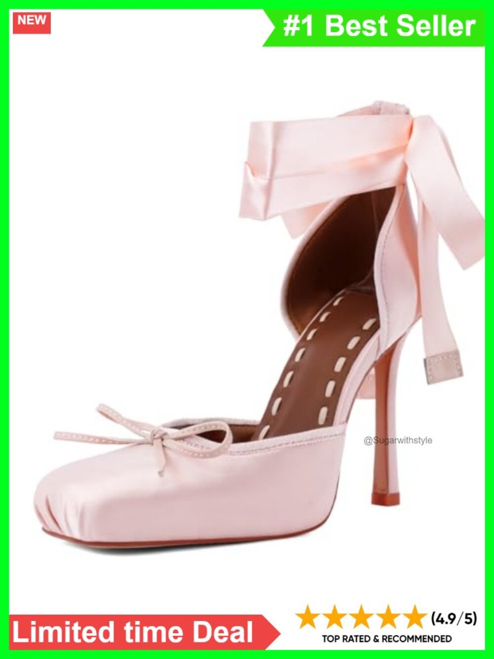 Satin Ballet Heels Lace-Up Square Toe Stiletto Pumps